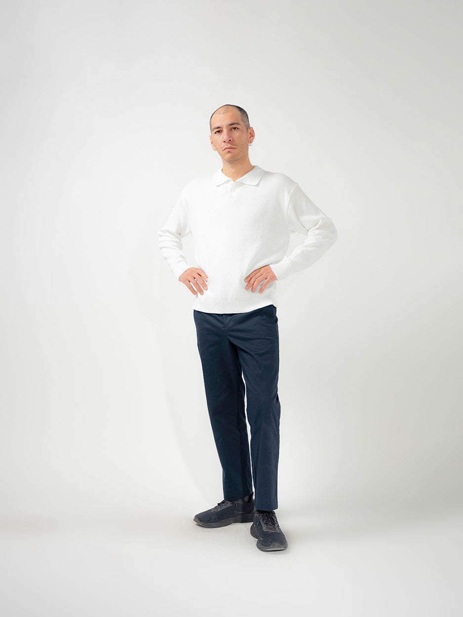 LONG SLEEVE KNITTED POLO