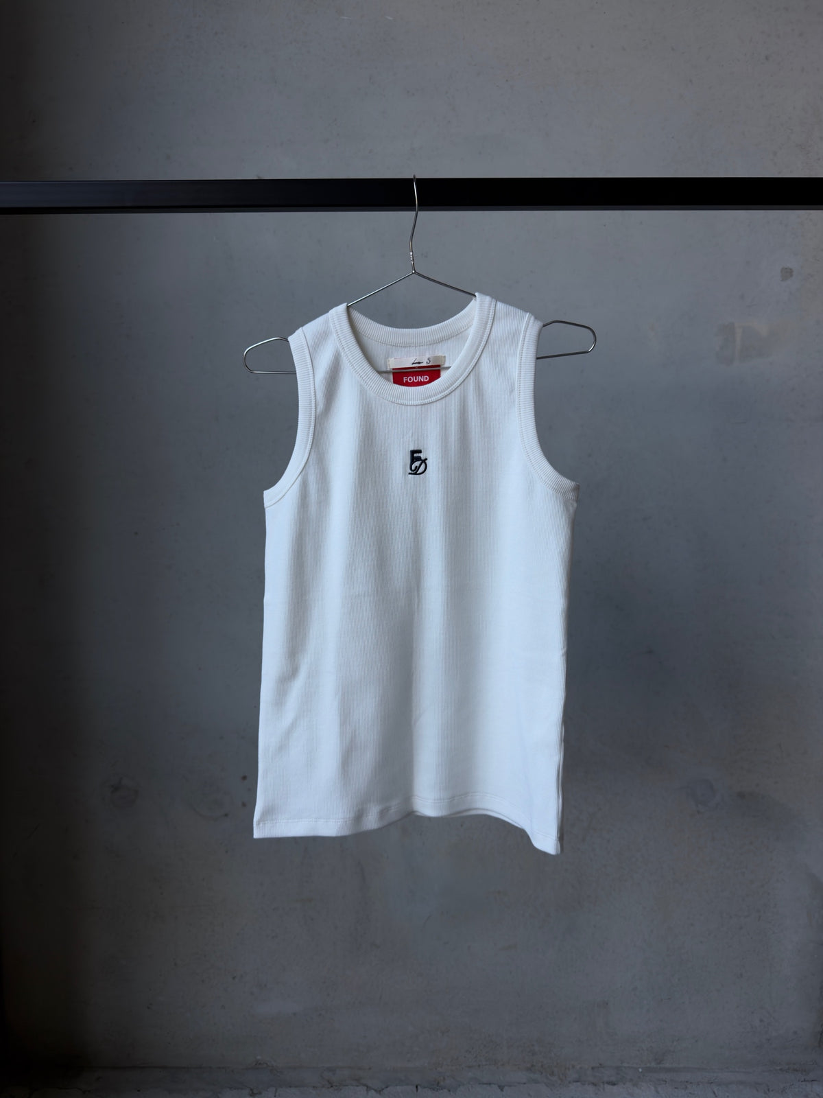 Ribbed Singlet White - front